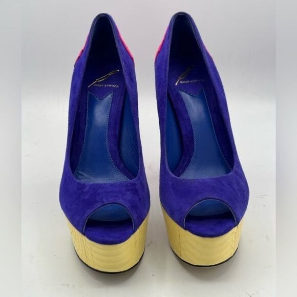 BRIAN ATWOOD Blayne Colorblock Suede Peeptoe Heels Size 7 - Picture 15 of 15